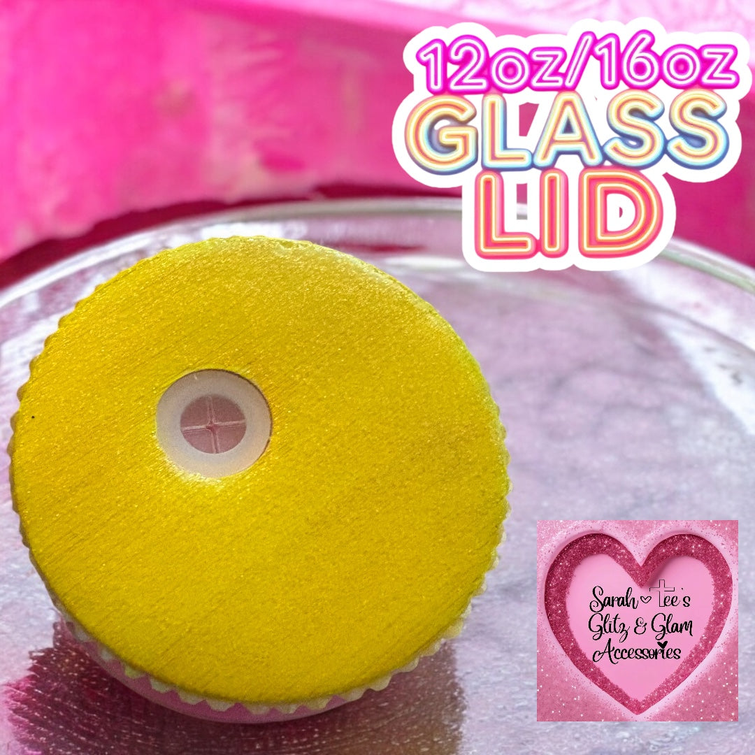 12-16oz Glass Cup Rhinestone Lid