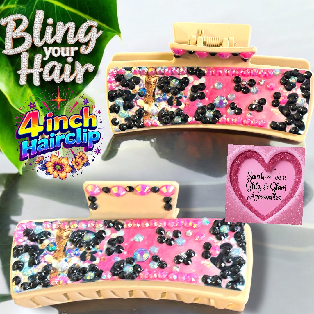 4inch Hair Clip-Tan Leopard