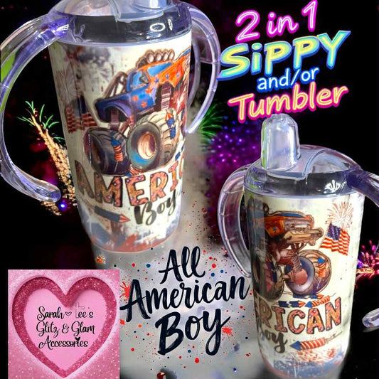 12oz Children Sippy/Tumbler Dual- All American Boy