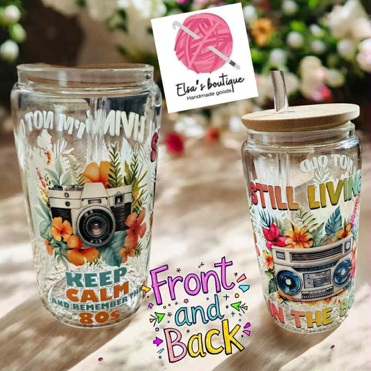 Camera style glass cup