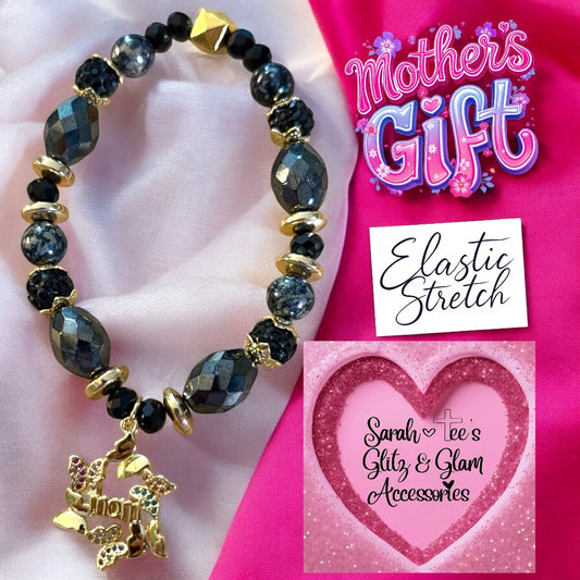 6 inch Elastic Stretch "Mom" Bracelet