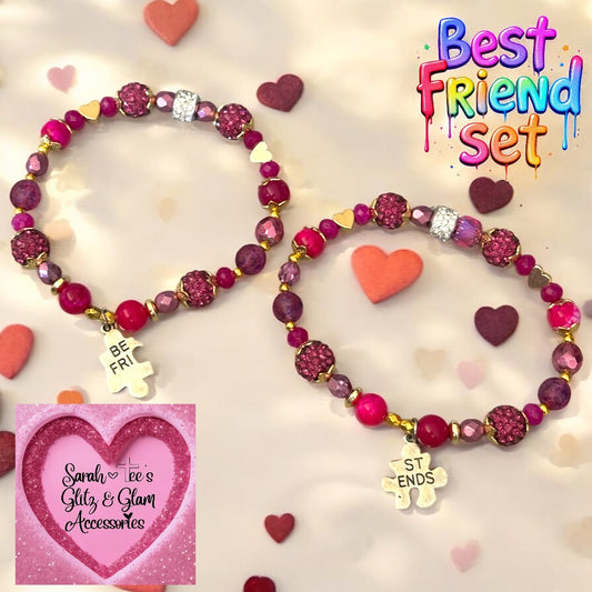 7 inch Elastic Stretch "BEST FRIENDS" Bracelet Set