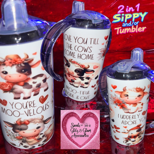 12oz Children Sippy/Tumbler Dual- Cow Sayings