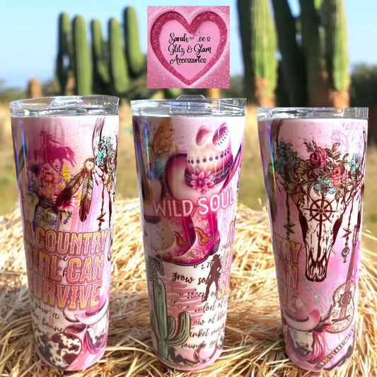 20oz "Country girl can survive" Stainless Steel Tumbler