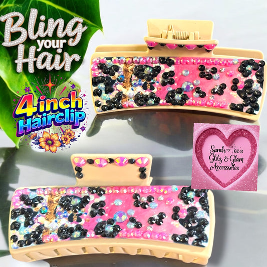 4inch Hair Clip-Tan Leopard