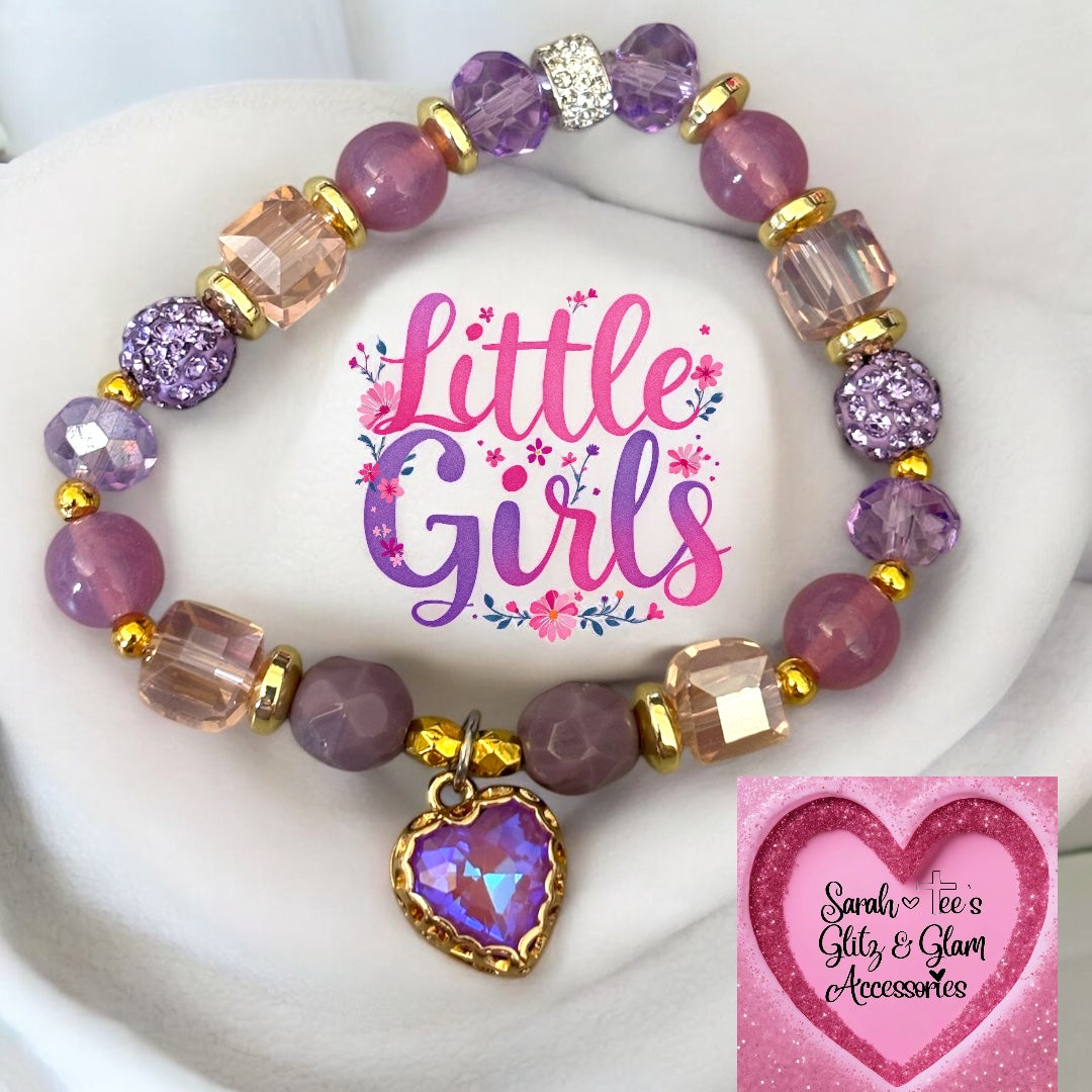 Purple Heart Charm Bracelet 6inches