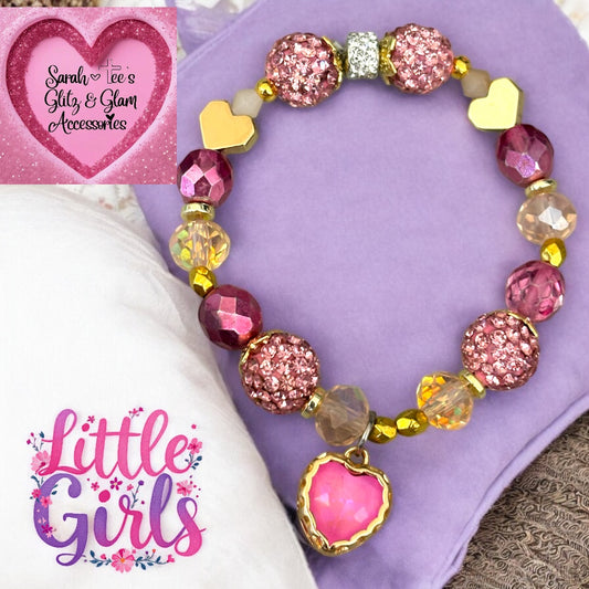 Pink Heart Charm Bracelet 5.5 inches
